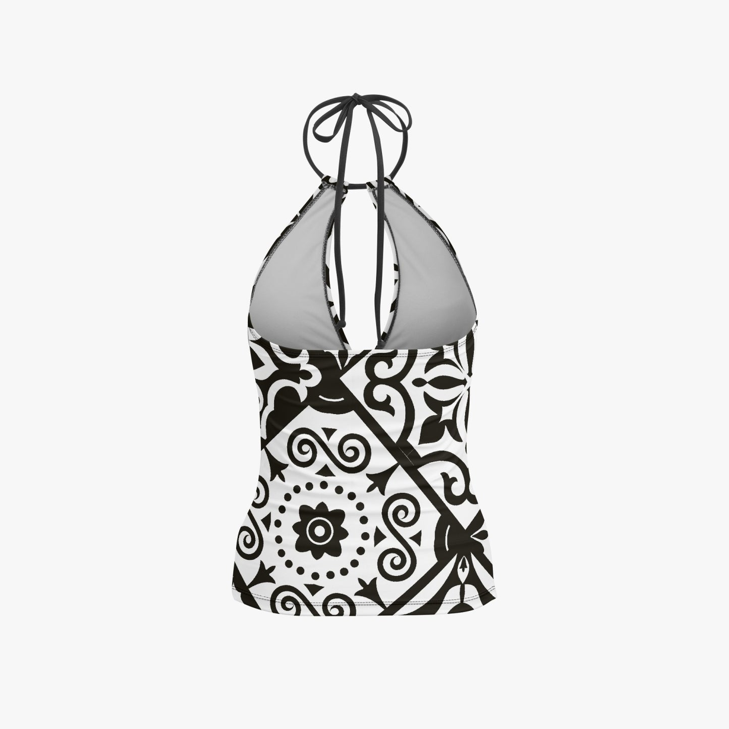 Maiô Tankini Preto Halter Top Duas Peças