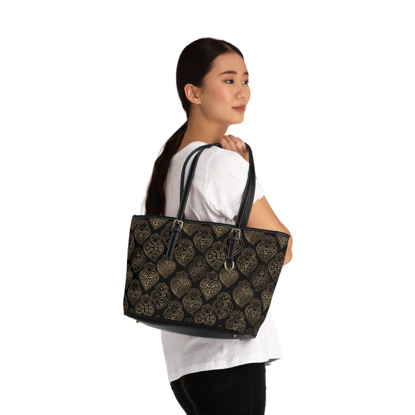 Coração (Black) Faux Leather Shoulder Bag