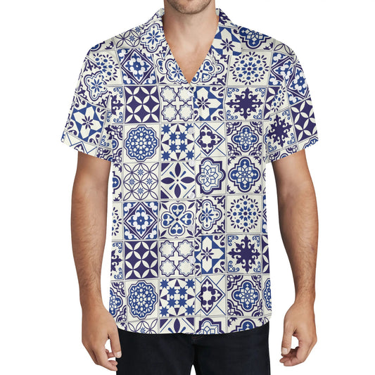 Camisa Havaiana Casual Masculina Azul