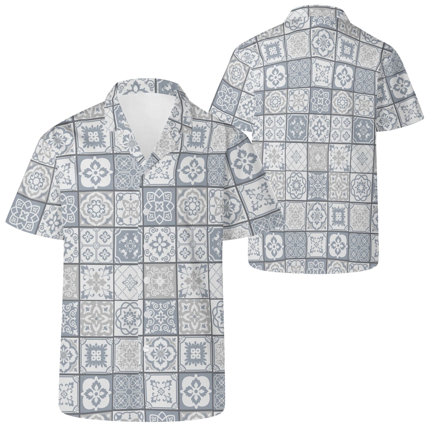 Camisa havaiana casual masculina Cinzento