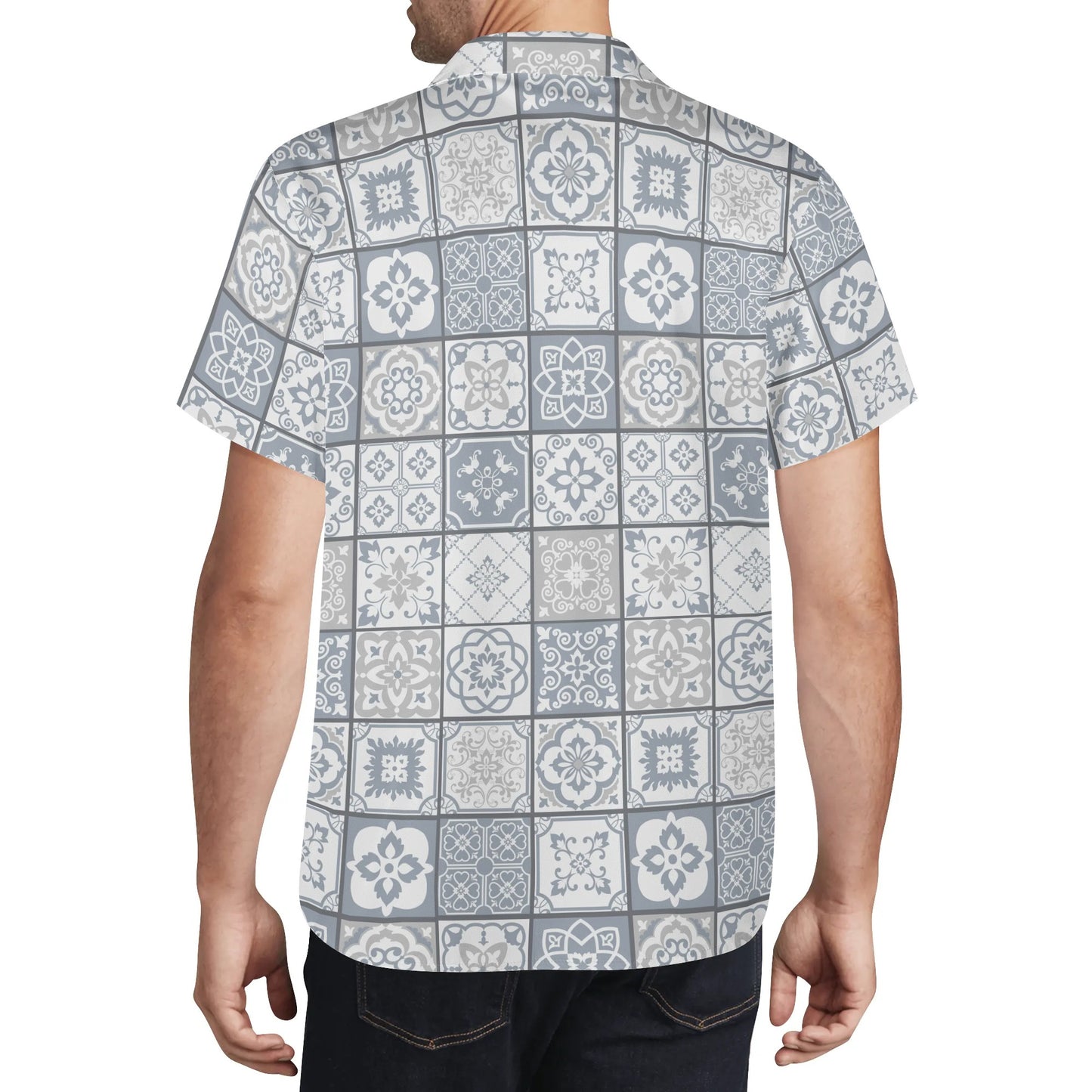 Camisa havaiana casual masculina Cinzento