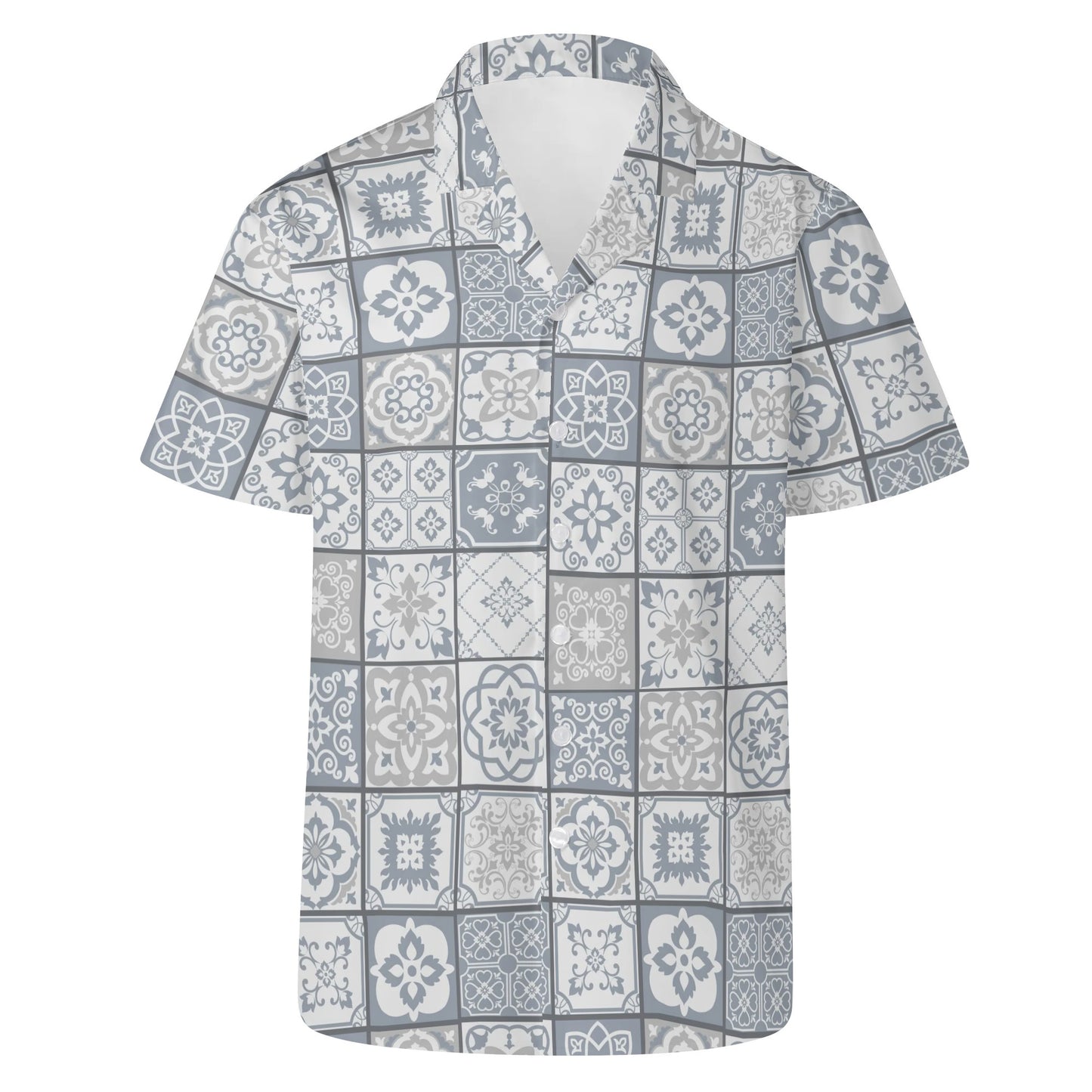 Camisa havaiana casual masculina Cinzento