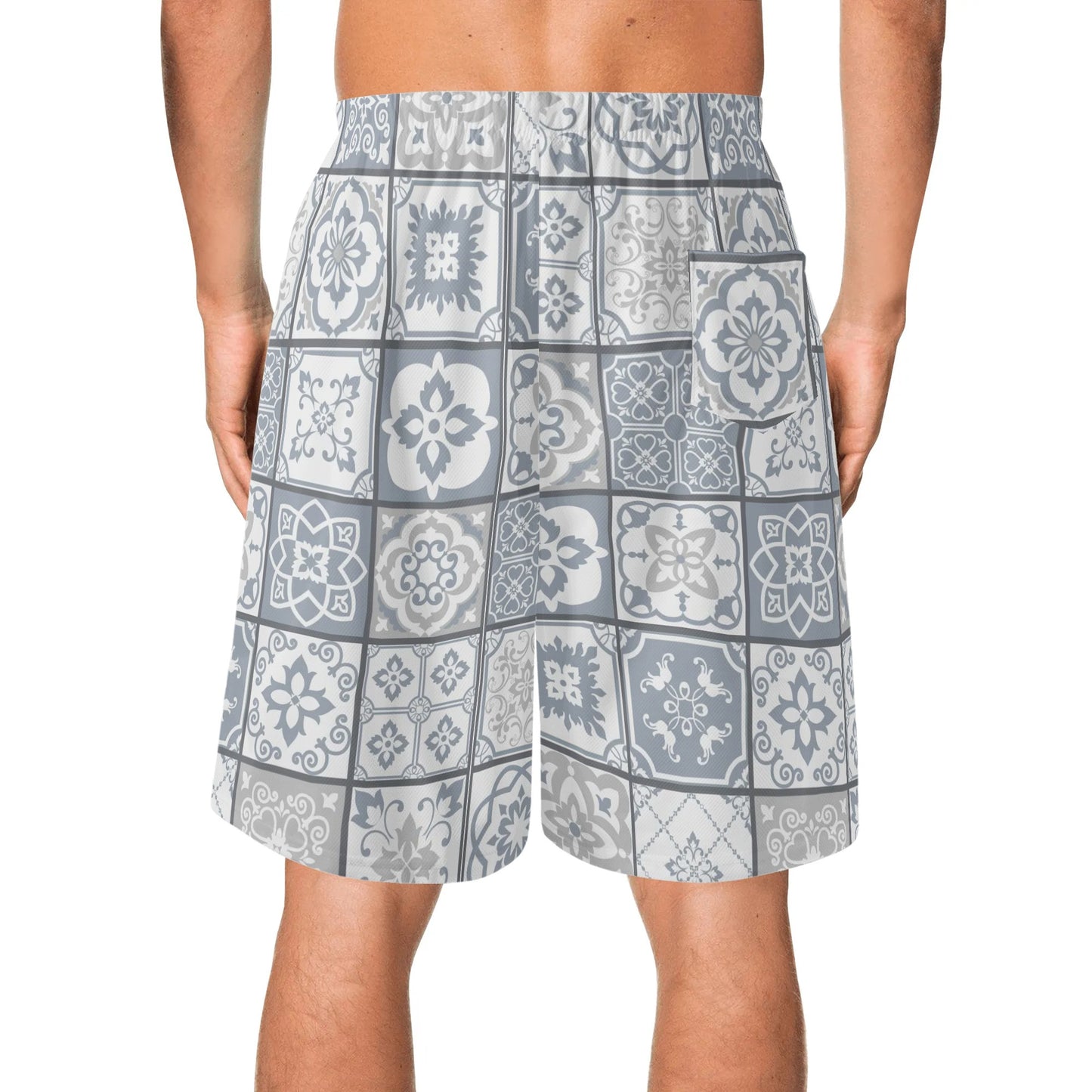 Shorts de praia havaianos leves masculinos Cinzento