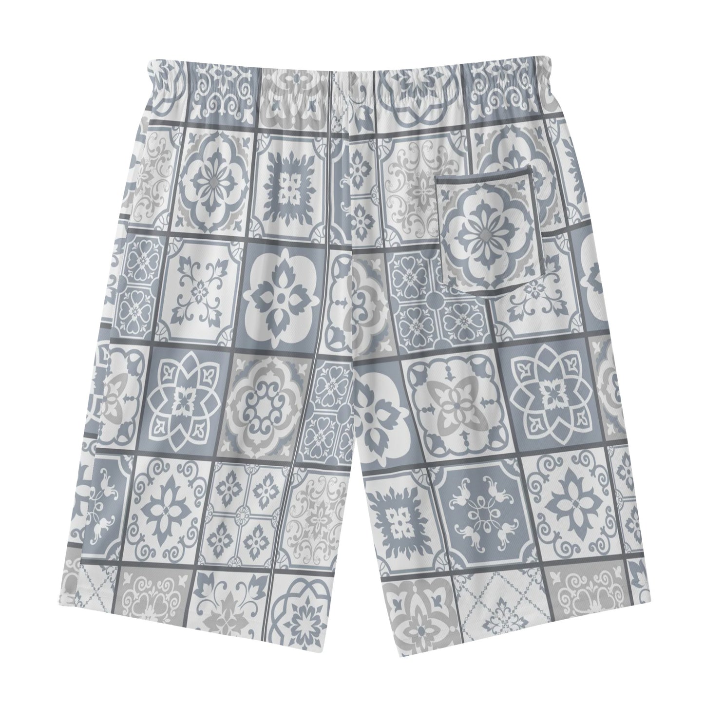 Shorts de praia havaianos leves masculinos Cinzento