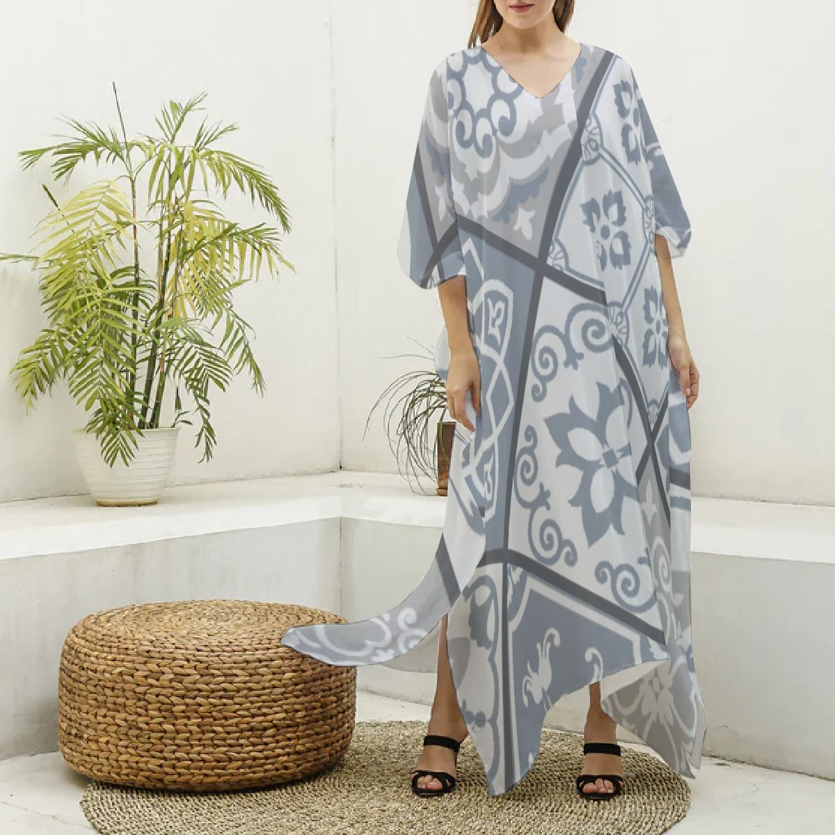 Robe kaftan feminino Cinzento