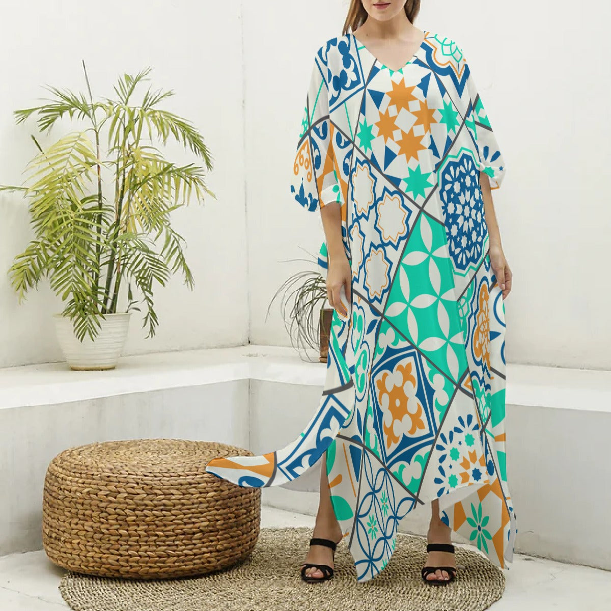 Vestido kaftan feminino Verdinho