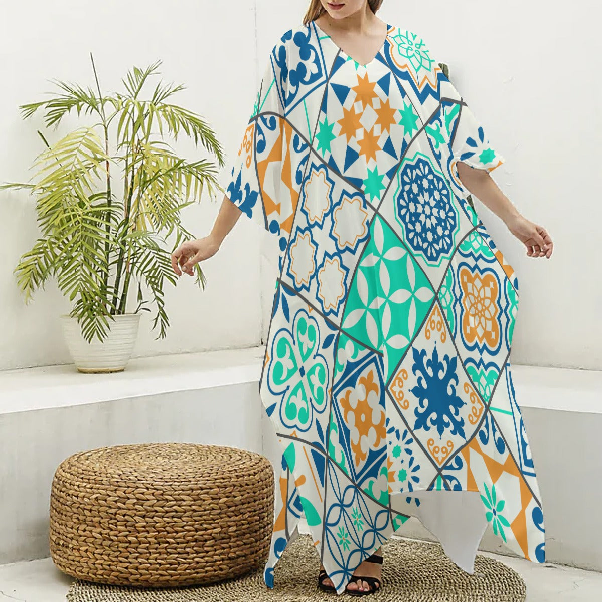 Vestido kaftan feminino Verdinho