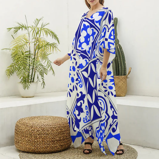 Robe Kaftan Feminino Azul