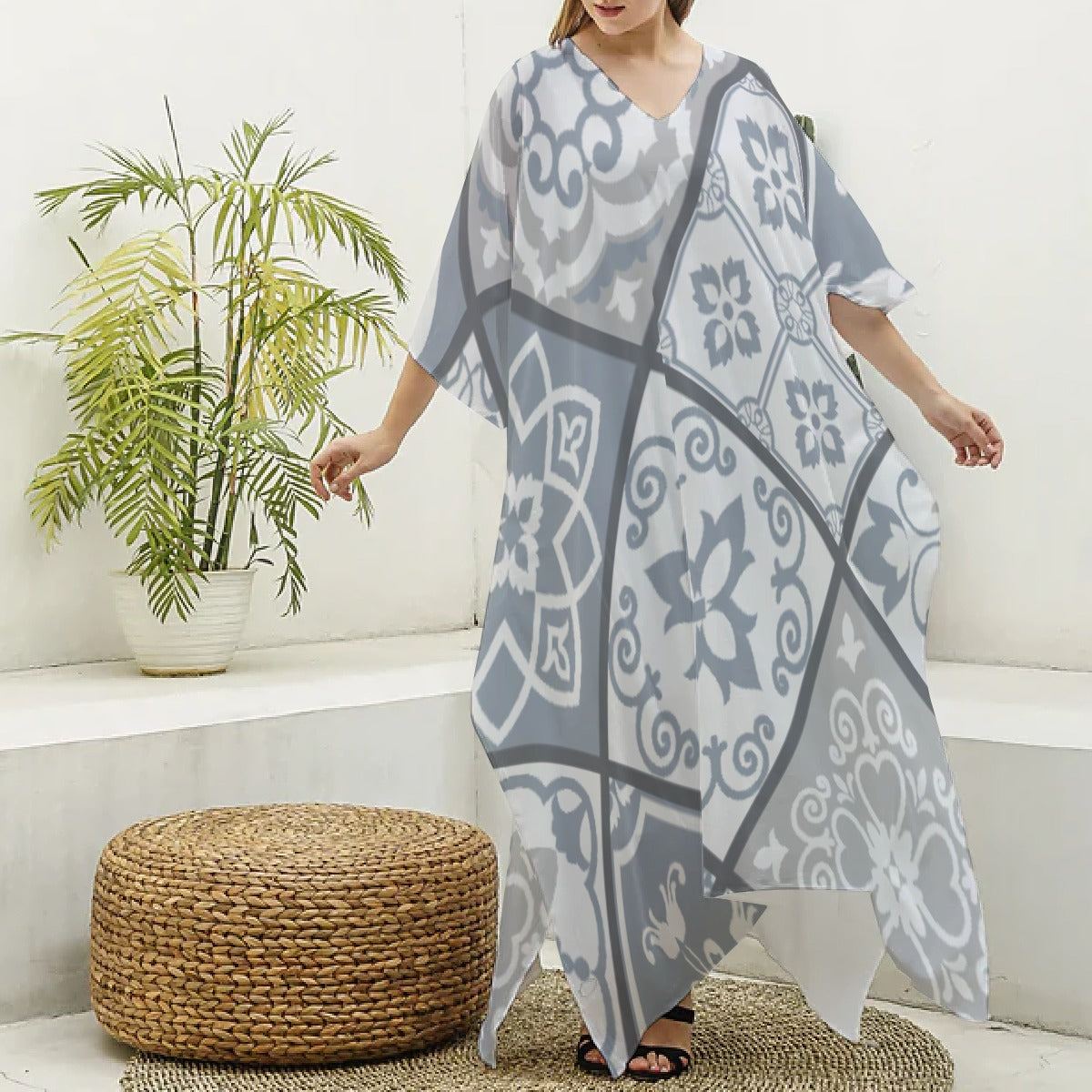 Robe kaftan feminino Cinzento
