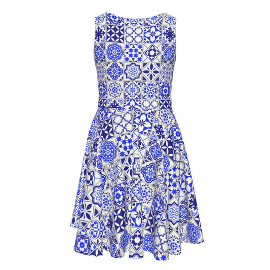 Vestido Colete Sem Mangas Infantil Azul