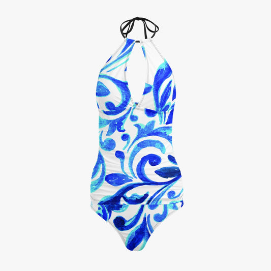 Maiô Tankini de duas peças Ondas Halter Top