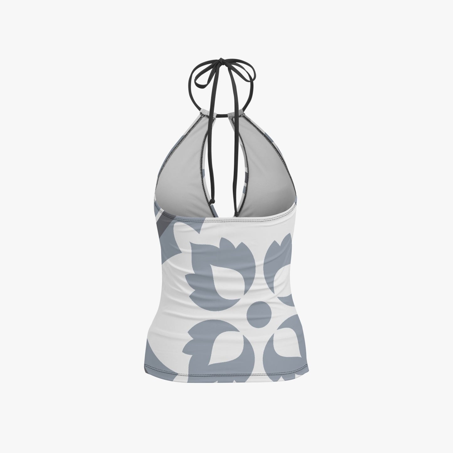 Cinzento Halter Top Maiô Tankini de Duas Peças