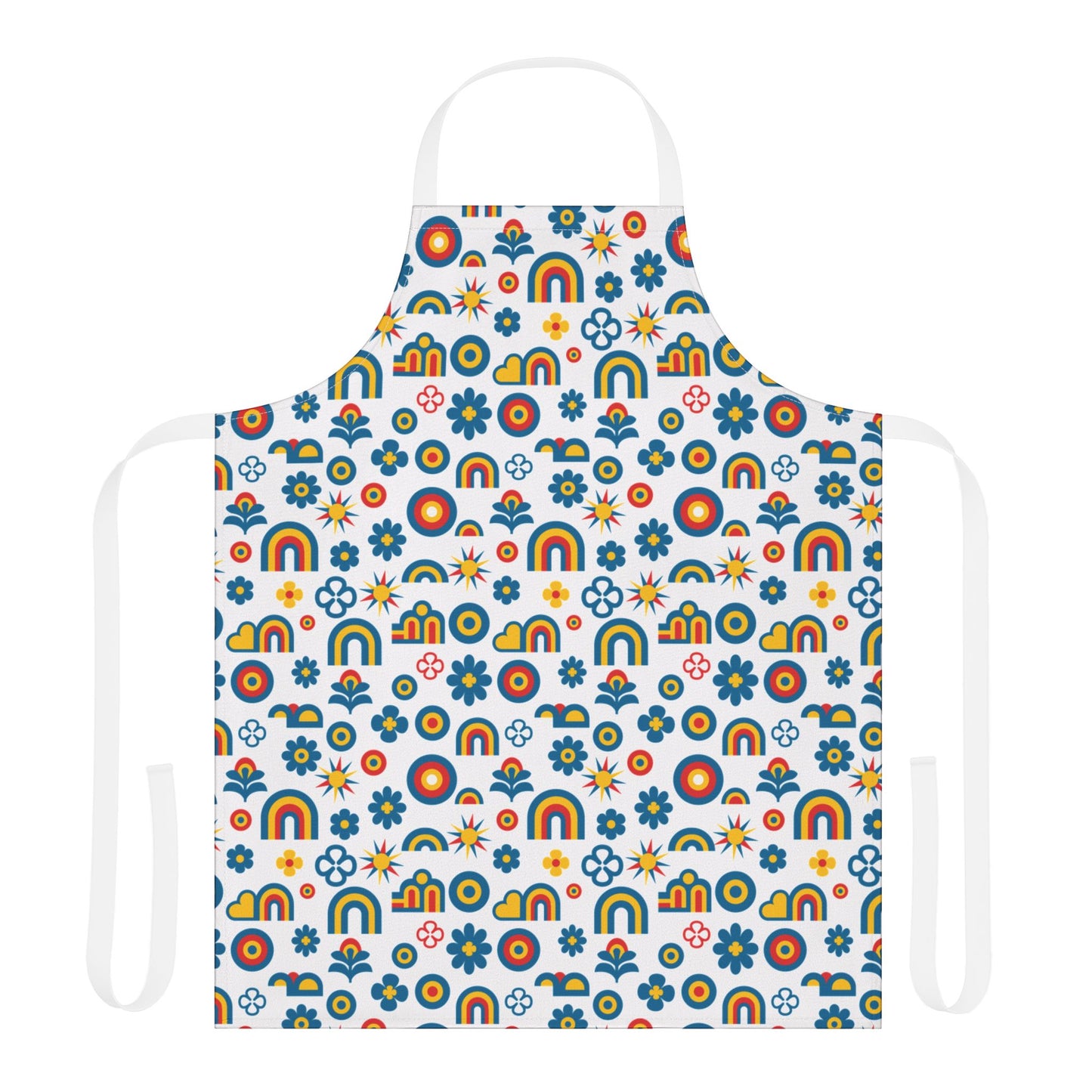 Colorful apron with retro patterns on a white background