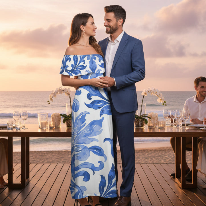Azulina Off Shoulder Maxi Dress