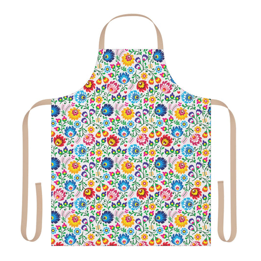 Colorful floral apron on a white background
