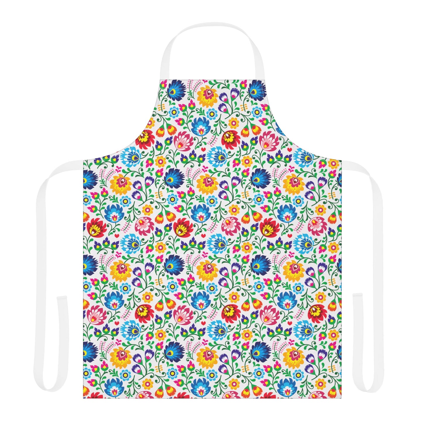 Colorful floral apron on a white background