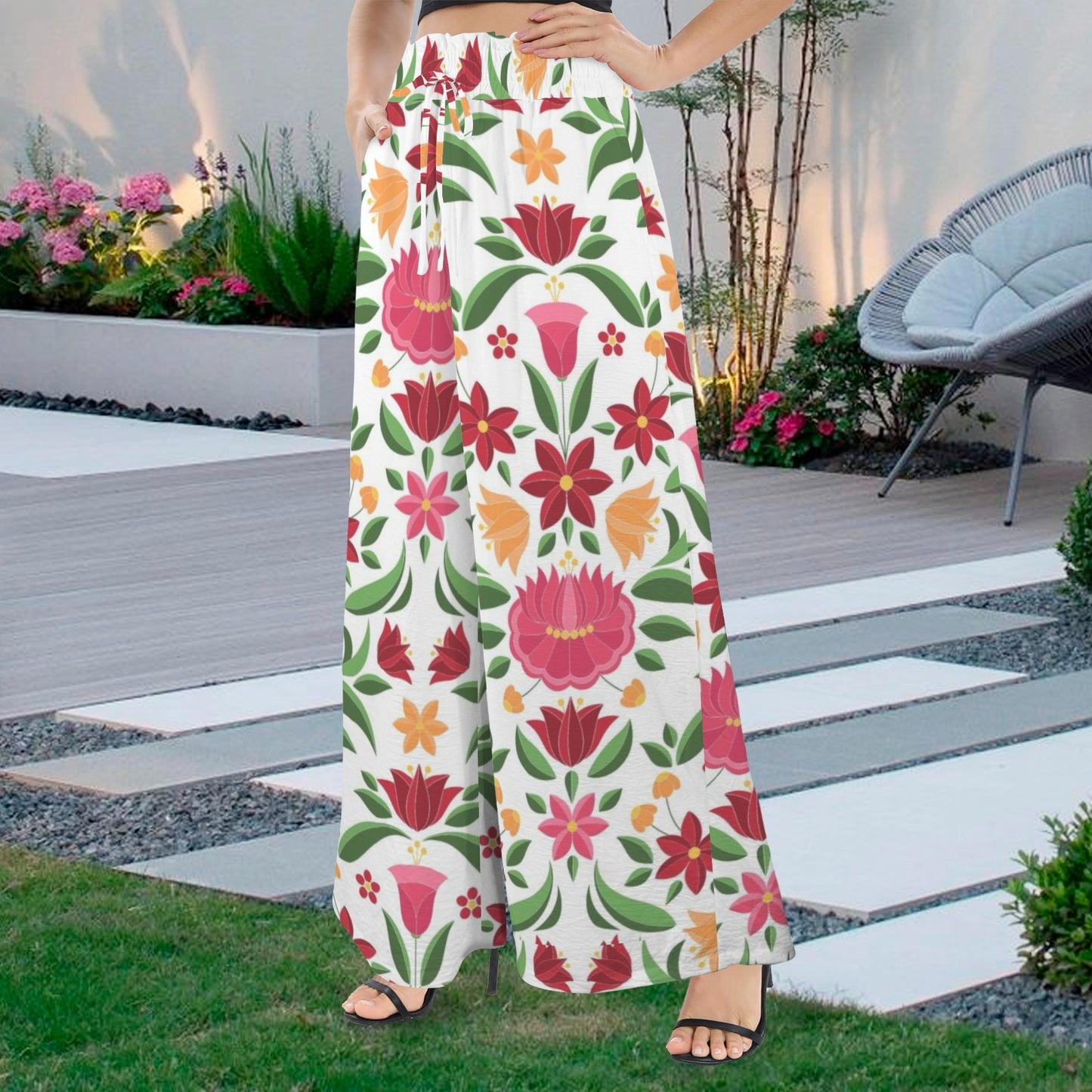 Hungarian Floral Wide Leg Pants