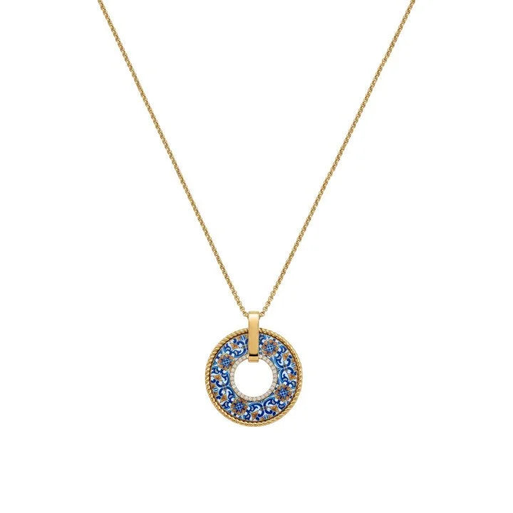 Blue Portuguese Azulejo Necklace in Stainless Steel