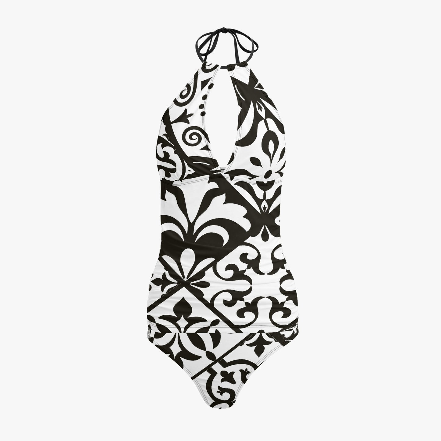 Maiô Tankini Preto Halter Top Duas Peças