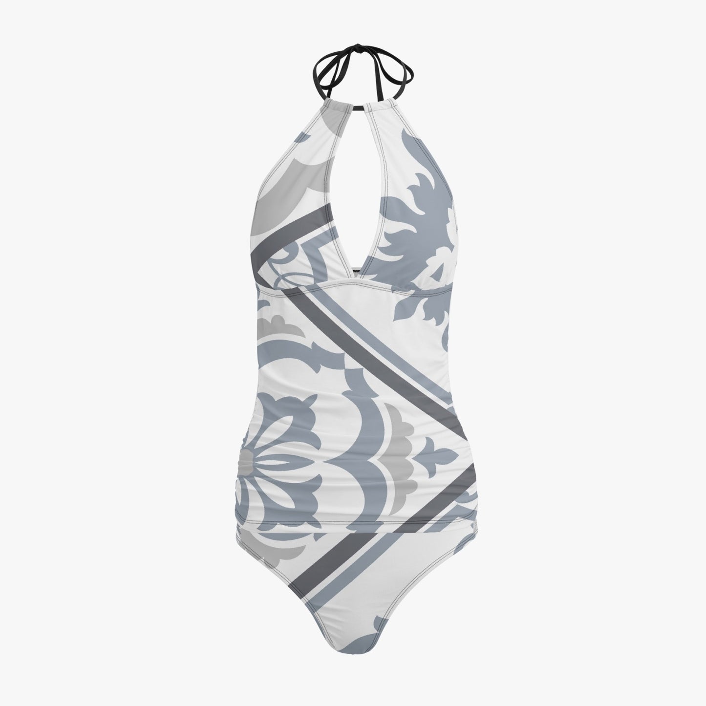 Cinzento Halter Top Maiô Tankini de Duas Peças