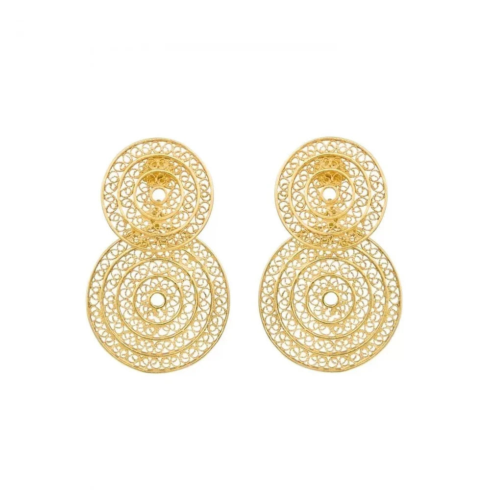 Earrings Two Circles in Gold Plated Silver