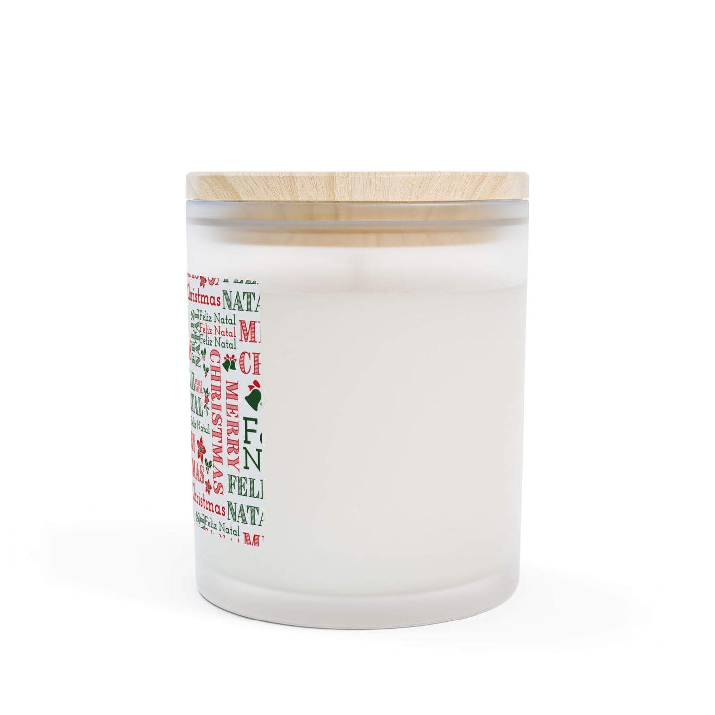Merry Christmas - Feliz Natal Frosted Glass Candle — 11 oz Holiday Scented Candle