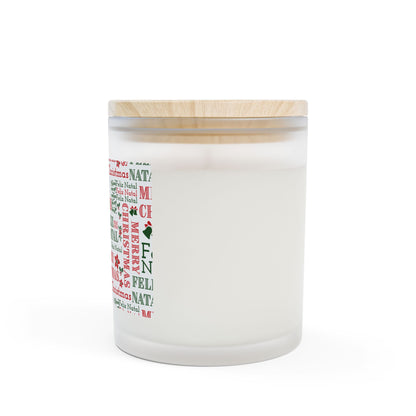 Merry Christmas - Feliz Natal Frosted Glass Candle — 11 oz Holiday Scented Candle