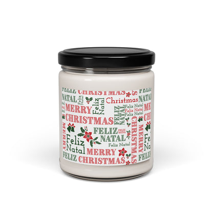 Merry Christmas / Feliz Natal Scented Soy Candle — 9oz Holiday Candle