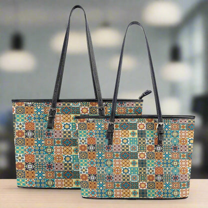 Lisbon Mosaic Faux Leather Tote Bag