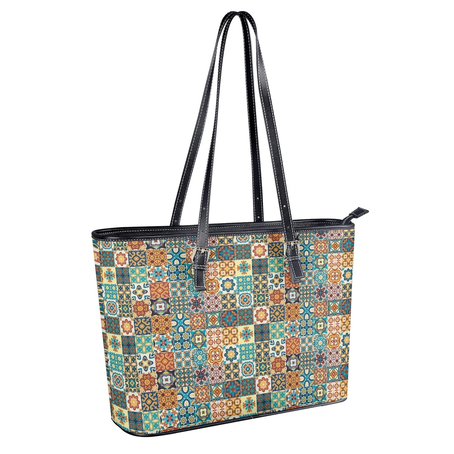 Lisbon Mosaic Faux Leather Tote Bag