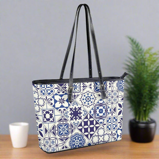 Azul Faux Leather Tote Bag