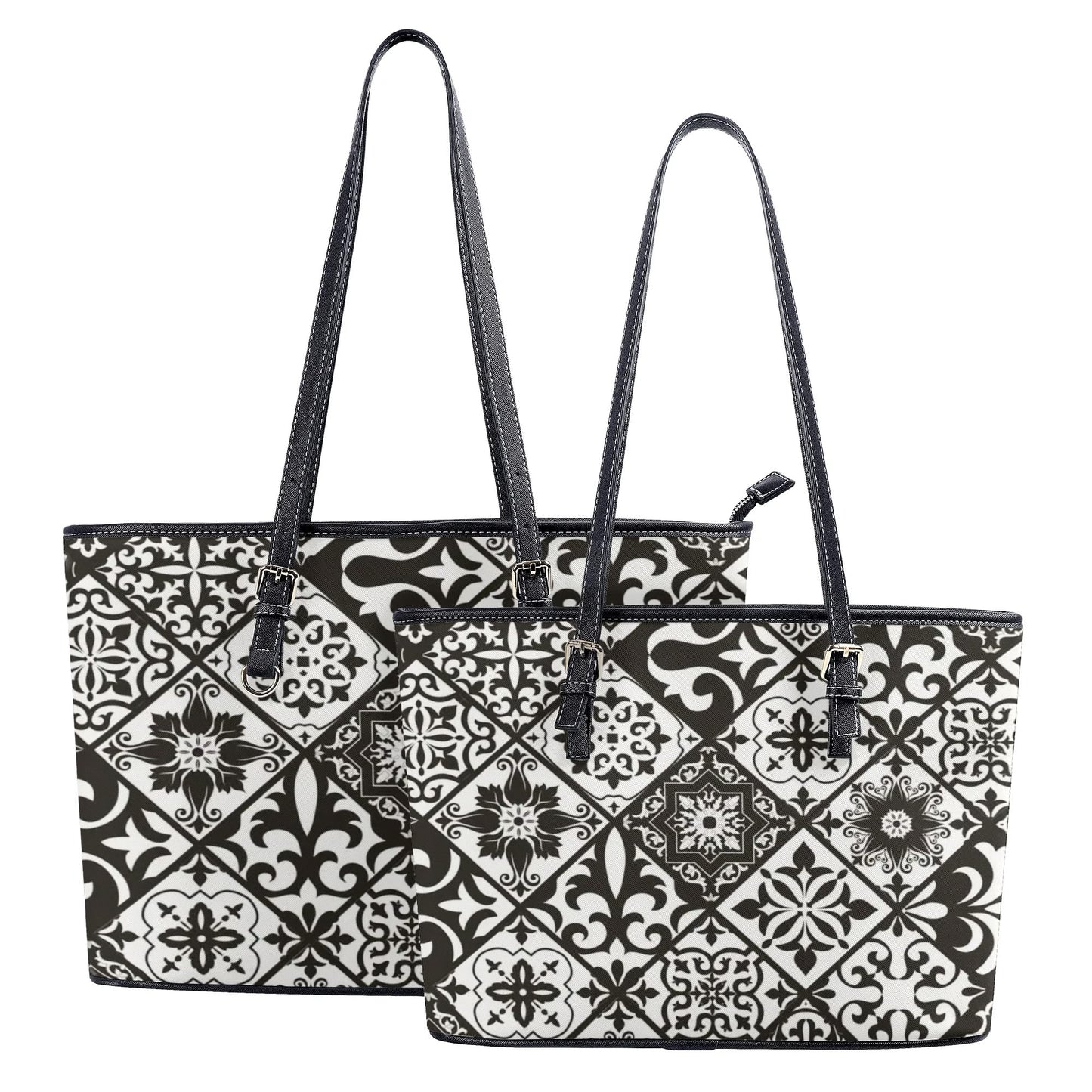 Preto Faux Leather Tote Bag