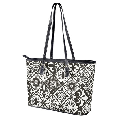 Preto Faux Leather Tote Bag