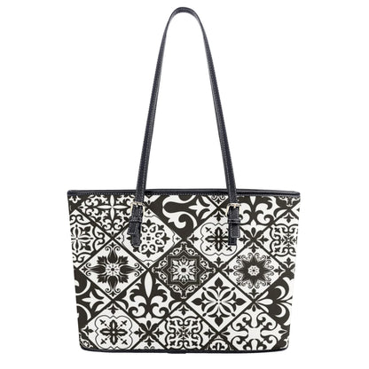 Preto Faux Leather Tote Bag