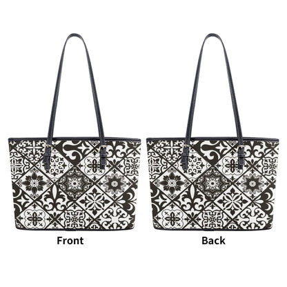 Preto Faux Leather Tote Bag