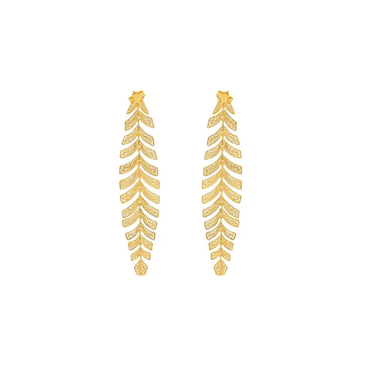 Earrings Palm Tree in Gold Plated Silver
