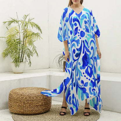 Ondas Women's Imitation Silk V-neck Kaftan Robe