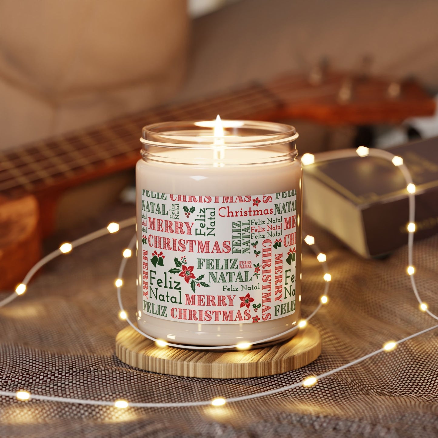 Merry Christmas / Feliz Natal Scented Soy Candle — 9oz Holiday Candle