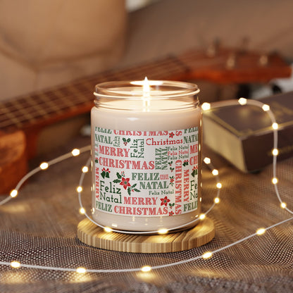 Merry Christmas / Feliz Natal Scented Soy Candle — 9oz Holiday Candle