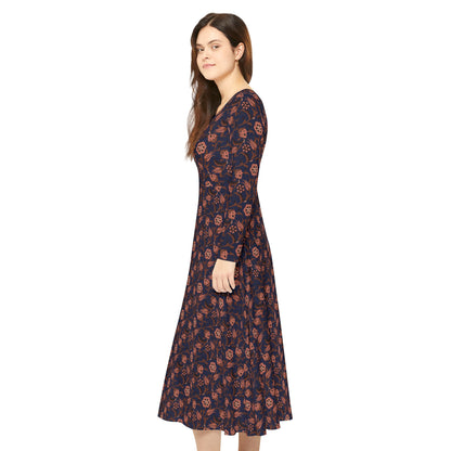 Flores da Meia Noite Women's Long Sleeve Dress