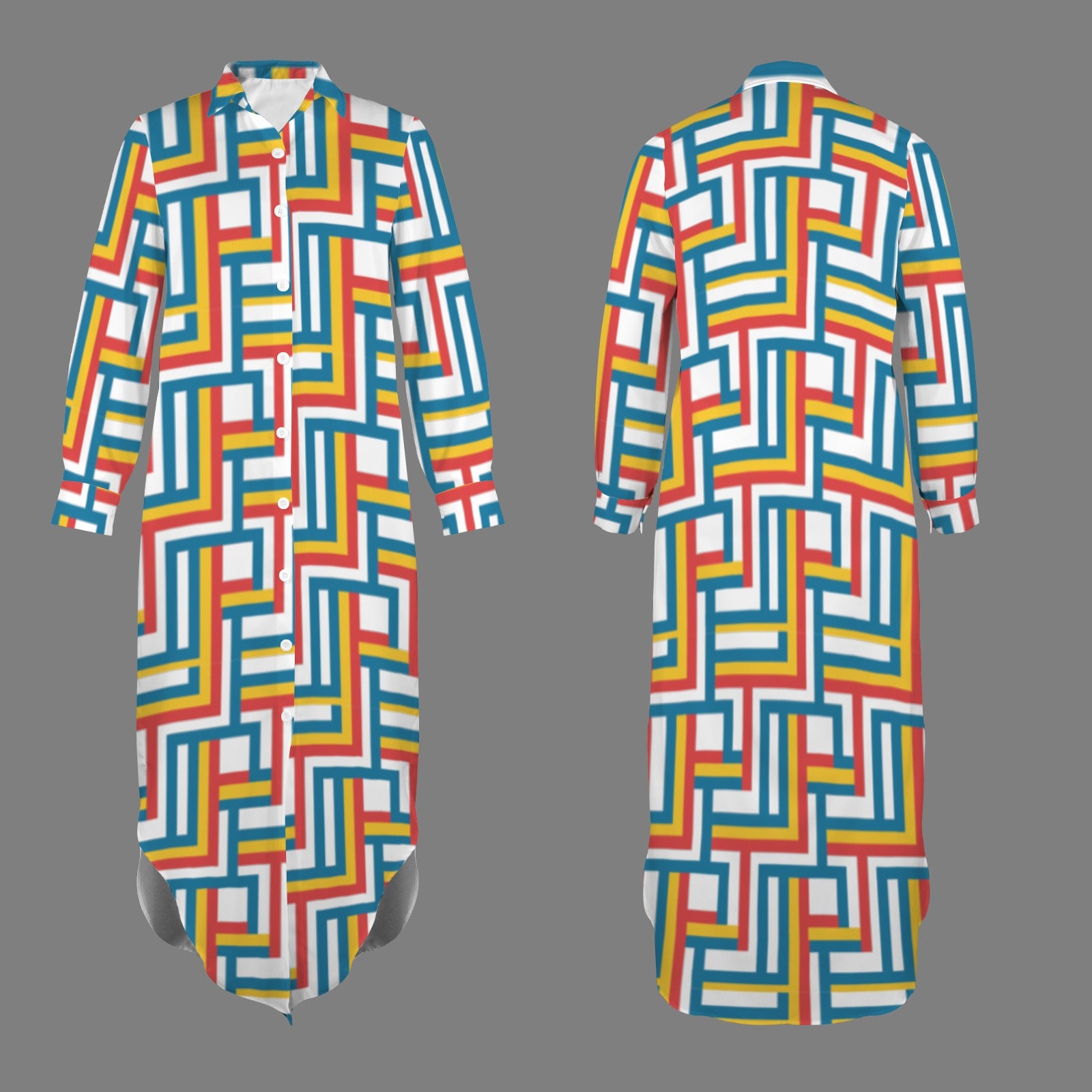 Paredes Button Shirt Long Sleeve Dress (Colors)