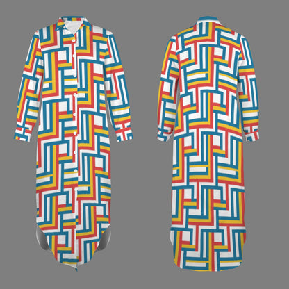 Paredes Button Shirt Long Sleeve Dress (Colors)
