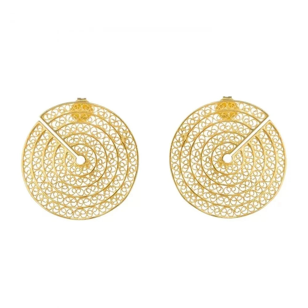 Earrings Cut Circles in Gold Plated Silver