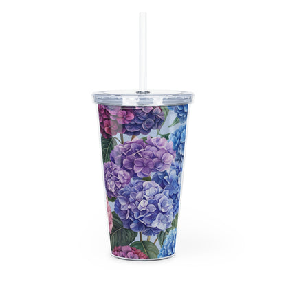 Floral Hydrangea Plastic Tumbler with Straw, Blooming Drink Cup, Reusable Hydration, Eco-Friendly Travel Tumbler, Summer Kitchen [...]
