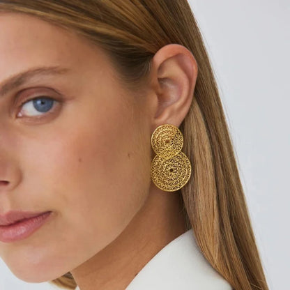 Earrings Two Circles in Gold Plated Silver