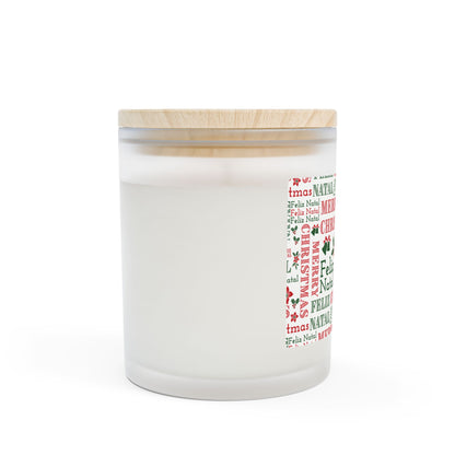 Merry Christmas - Feliz Natal Frosted Glass Candle — 11 oz Holiday Scented Candle