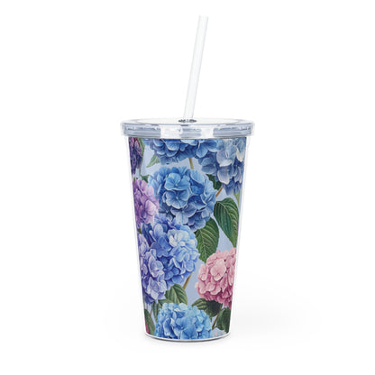 Floral Hydrangea Plastic Tumbler with Straw, Blooming Drink Cup, Reusable Hydration, Eco-Friendly Travel Tumbler, Summer Kitchen [...]