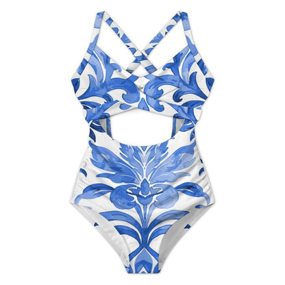 Women's Cross-Back Cutout One-Piece Swimsuit