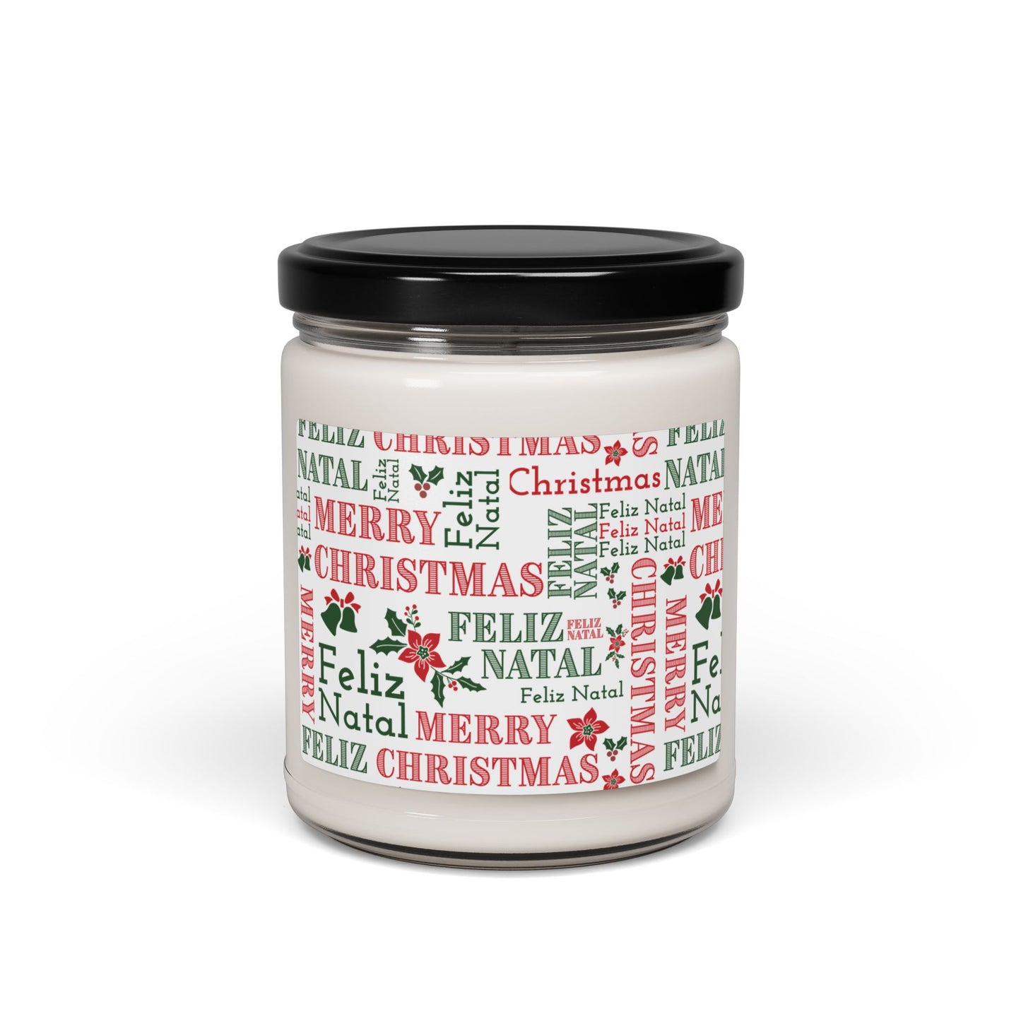 Merry Christmas / Feliz Natal Scented Soy Candle — 9oz Holiday Candle