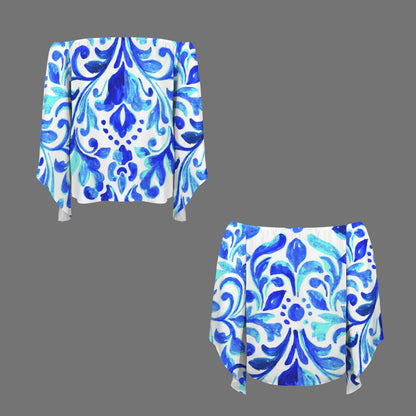 Ondas Off Shoulder Trumpet Sleeve Blouse